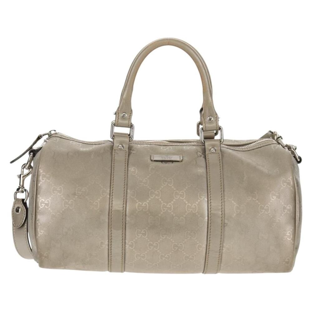 Gucci GG Imprime Coated Canvas Boston Bag Silver